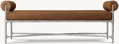 Thaddeus Leather Double Bolster End-of-Bed Bench