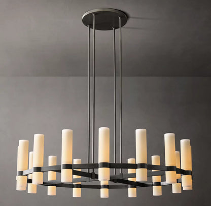 Ravelle Round Milk Glass Chandelier 48"