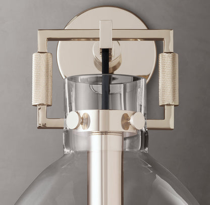 Machinist Glass Cloche Sconce 10"