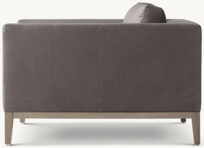 Italia Taper Arm Leather Chair - Oak Base