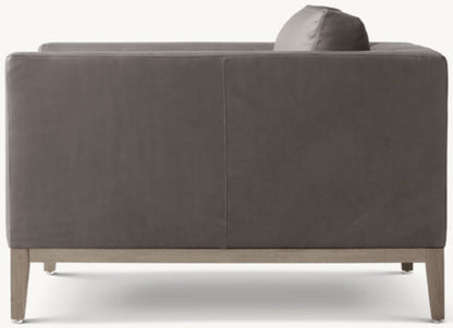 Italia Taper Arm Leather Chair - Oak Base