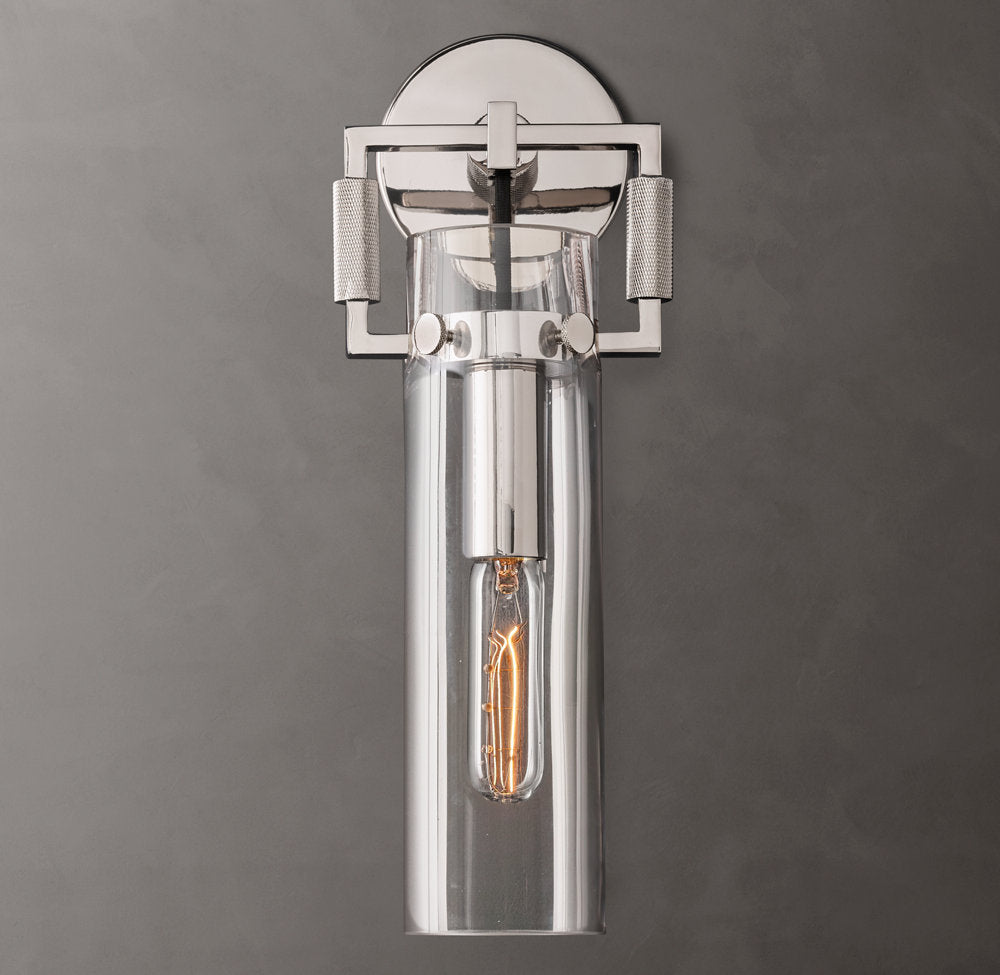 Machinist Glass Cylinder Sconce 12"