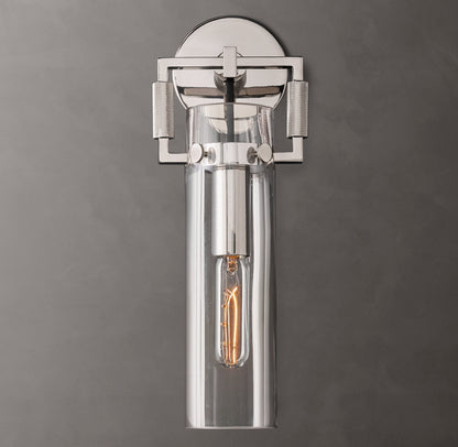 Machinist Glass Cylinder Sconce 12"