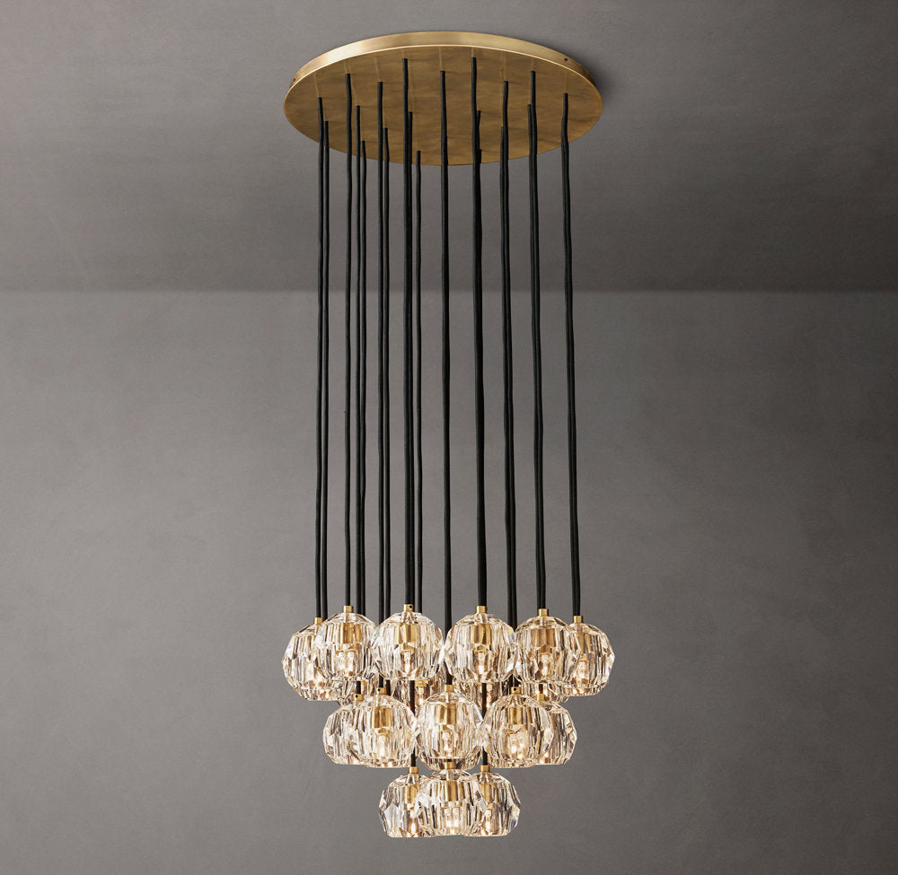 Boule De Cristal Clear Glass Round Cluster Chandelier 24"