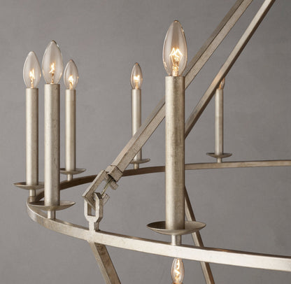 19TH C. ENGLISH OPENWORK TWO-TIER ROUND CHANDELIER 62"