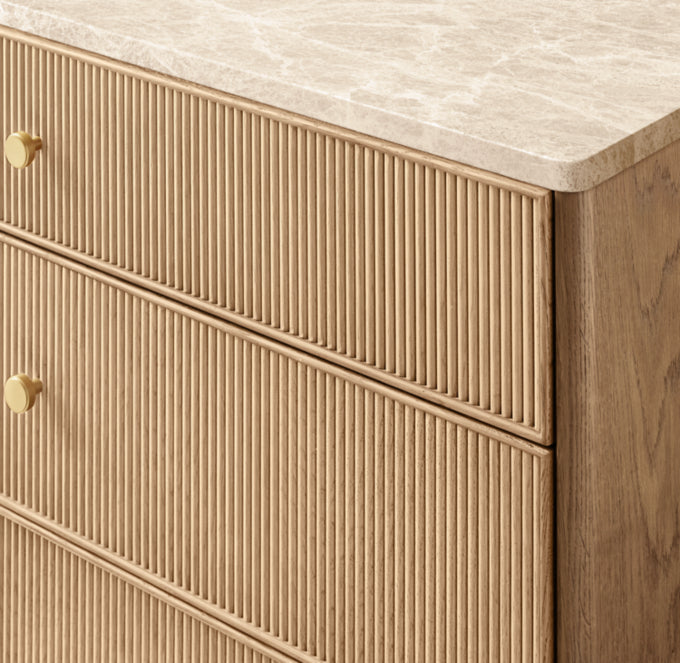 Genevieve Emperador Reeded 10-Drawer Dresser