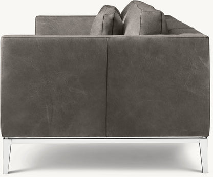 Italia Leather Taper Arm Sofa - Metal Base