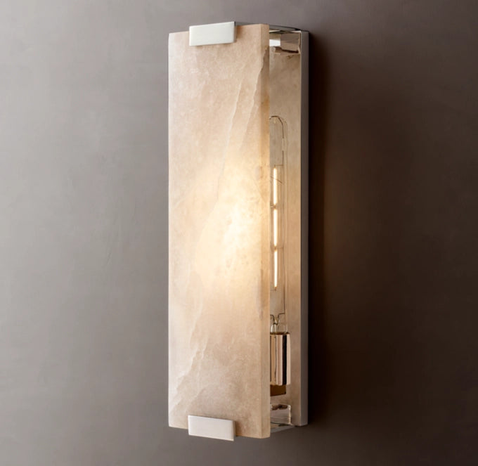 Hand-Carved Alabaster Grand Sconce