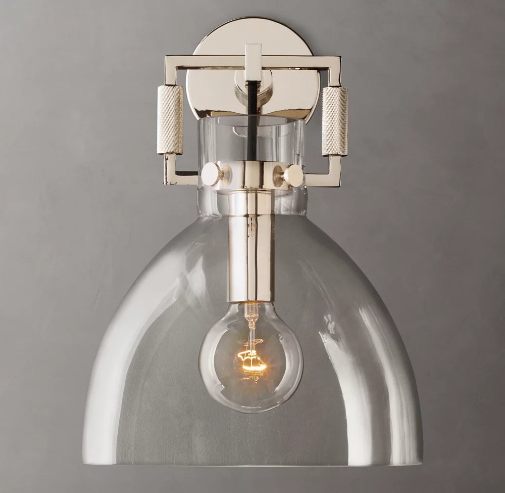 Machinist Glass Cloche Sconce 10"