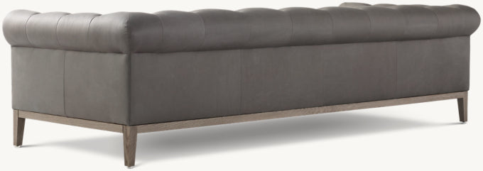 Italia Leather Chesterfield Sofa - Oak Base