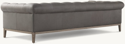 Italia Leather Chesterfield Sofa - Oak Base