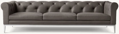 Italia Leather Chesterfield 3-Cushion Sofa - Metal Base