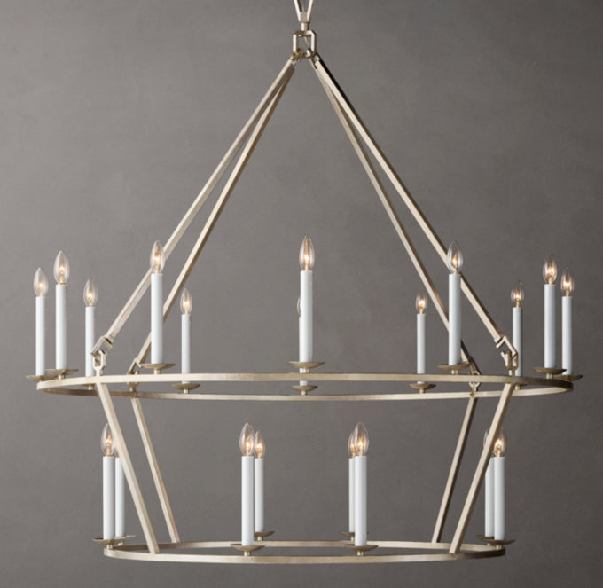 19TH C. ENGLISH OPENWORK TWO-TIER ROUND CHANDELIER 50"