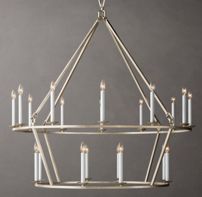 19TH C. ENGLISH OPENWORK TWO-TIER ROUND CHANDELIER 50"