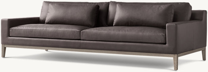 Italia Leather Track Arm Sofa - Oak Base
