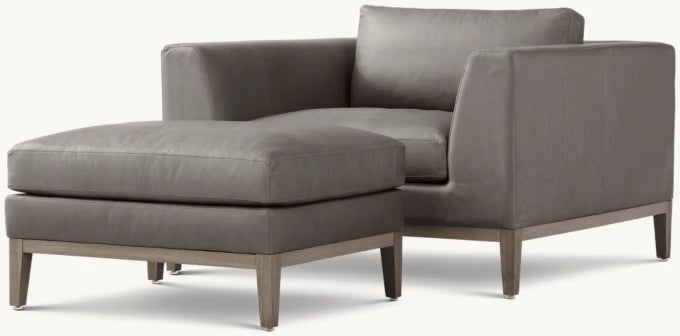 Italia Taper Arm Leather Chair - Oak Base