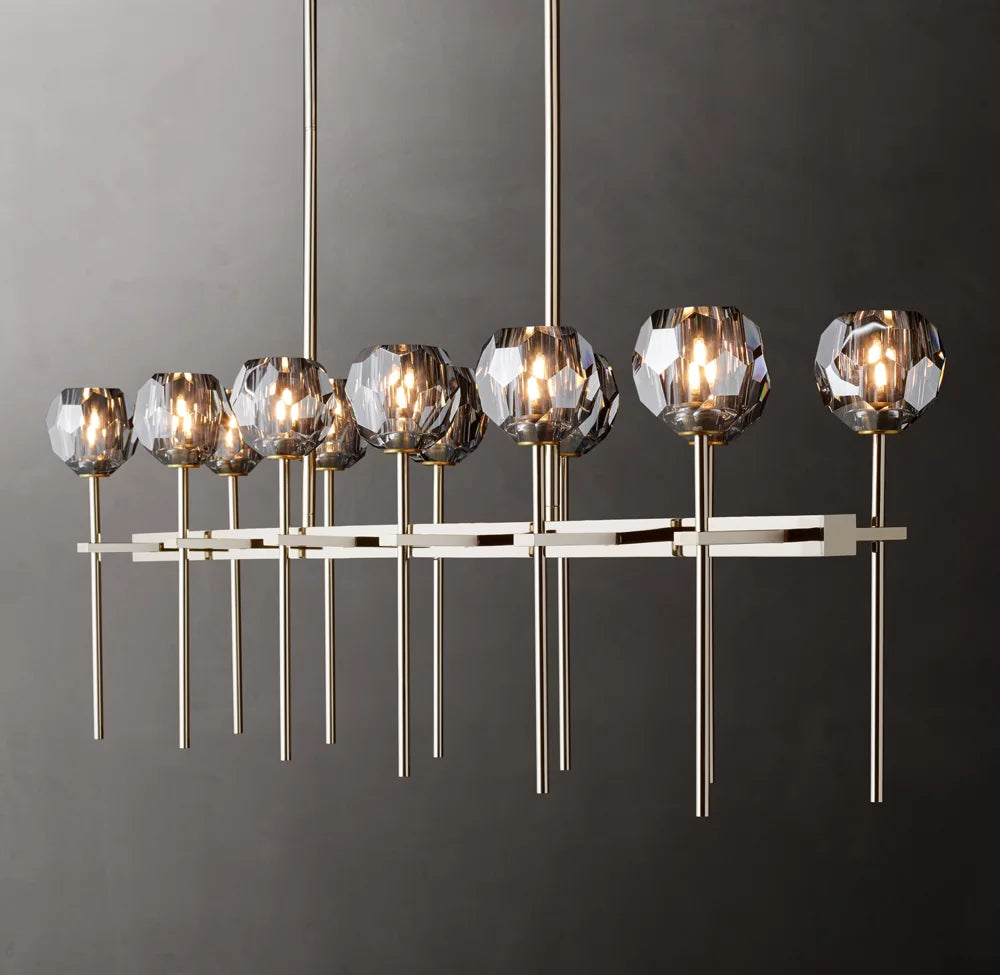 Boule De Cristal Smoke Glass Double Linear Chandelier 60"