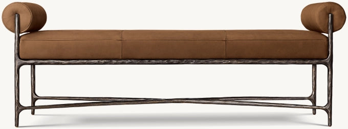 Thaddeus Leather Double Bolster End-of-Bed Bench