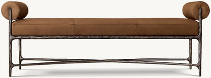 Thaddeus Leather Double Bolster End-of-Bed Bench