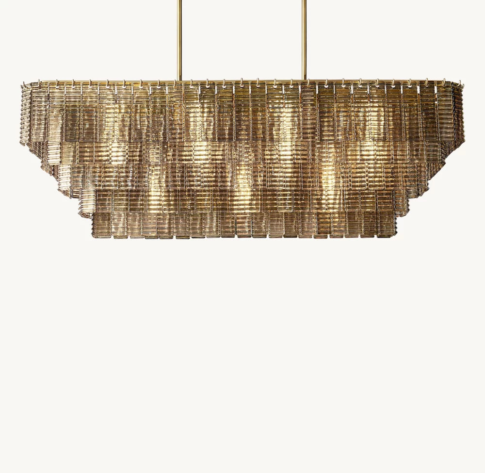 Sirene Smoke Glass Rectangular Chandelier 59"