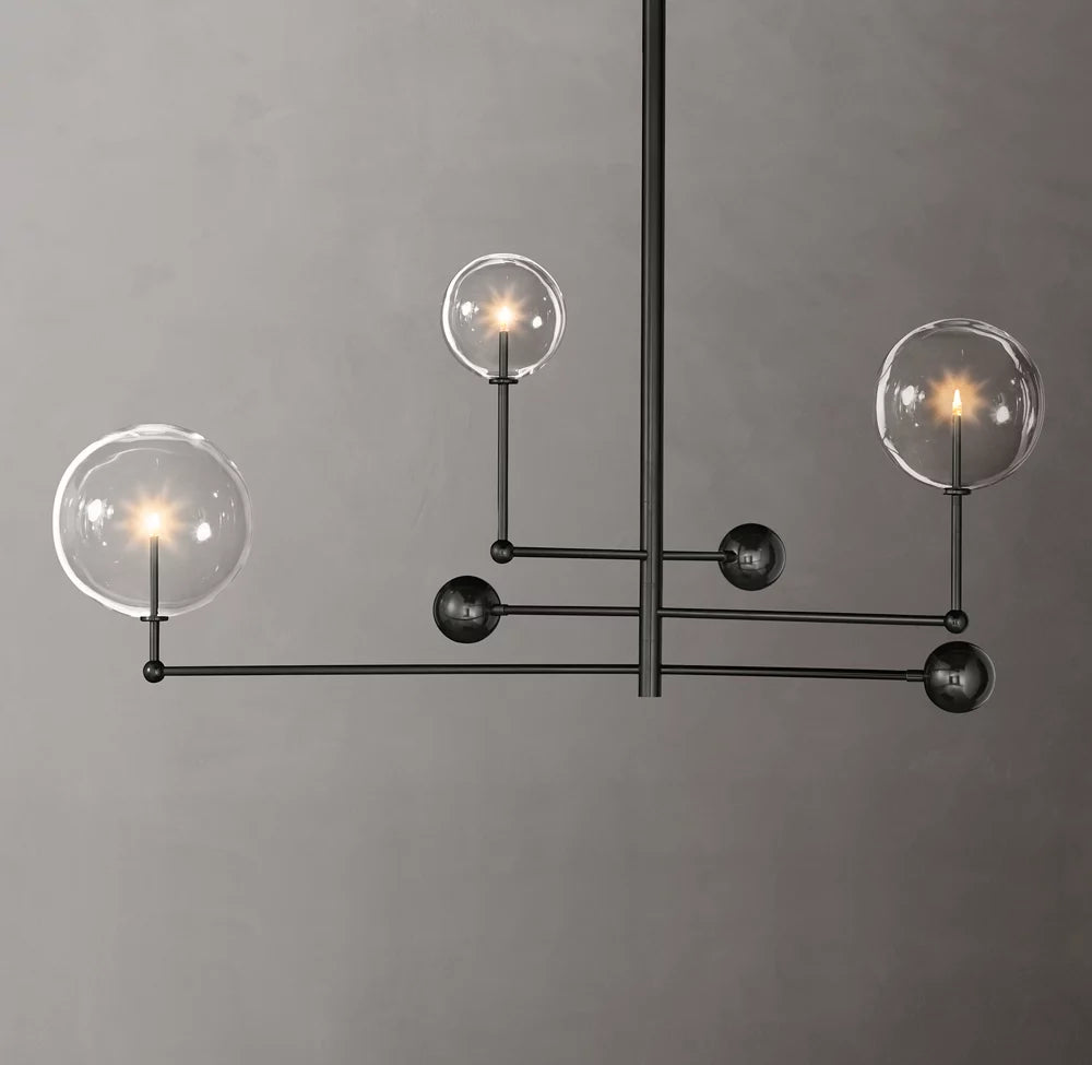 Glass Globe Mobile Three-Arm Chandelier 46"