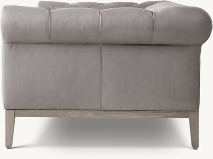 Italia Leather Chesterfield 3-Cushion Sofa - Oak Base