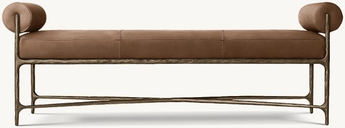 Thaddeus Leather Double Bolster End-of-Bed Bench