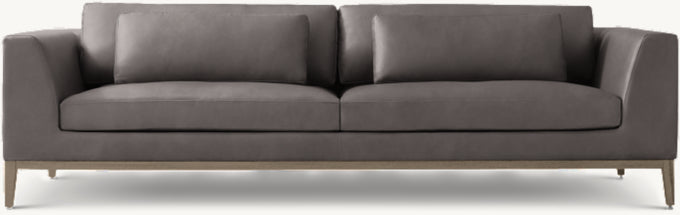 Italia Leather Taper Arm Sofa - Oak Base