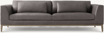 Italia Leather Taper Arm Sofa - Oak Base