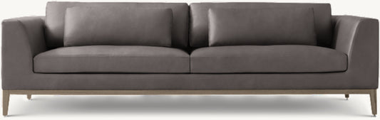 Italia Leather Taper Arm Sofa - Oak Base