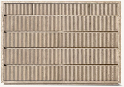 Reclaimed Oak Reeded 12-Drawer Dresser