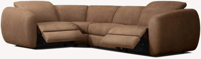 Monceau Recliner Modular Leather 4-Piece L-Sectional