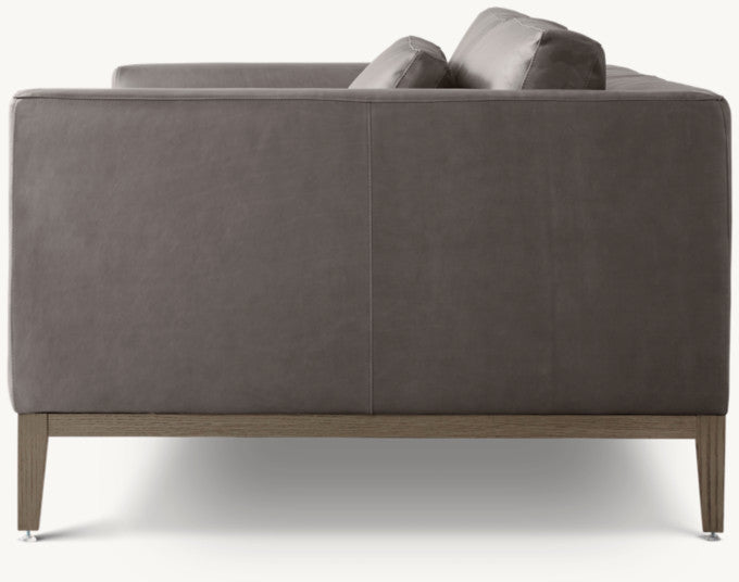 Italia Leather Taper Arm Sofa - Oak Base
