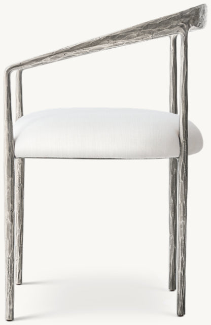 Thaddeus Curved Fabric Dining Armchair