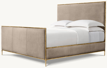 Thaddeus Leather Panel Bed with Footboard