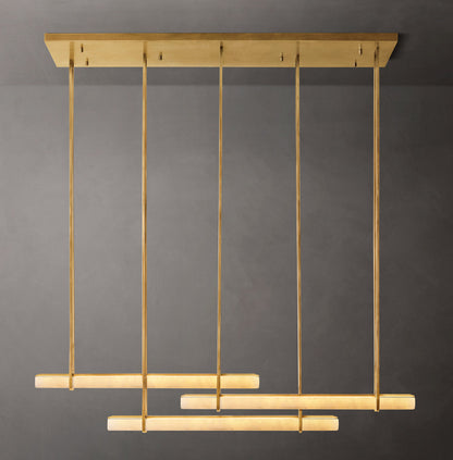 Audubon Alabaster Triple Bar Linear Chandelier
