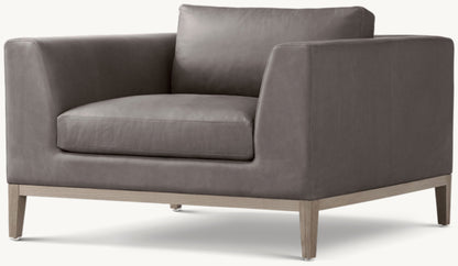 Italia Taper Arm Leather Chair - Oak Base