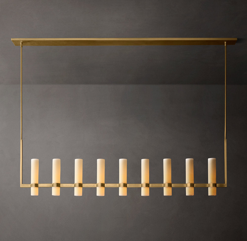 Ravelle Linear Milk Glass Chandelier 71"