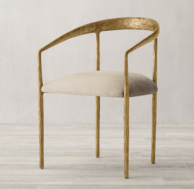 Thaddeus Curved Leather Dining Armchair