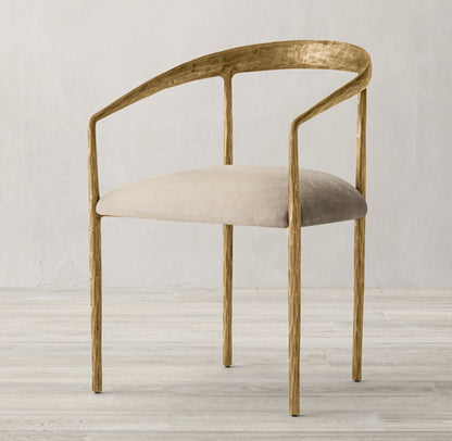 Thaddeus Curved Leather Dining Armchair