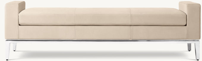 Italia Leather End-of-Bed Bench - Metal Base
