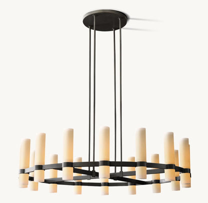 Ravelle Round Milk Glass Chandelier 48"