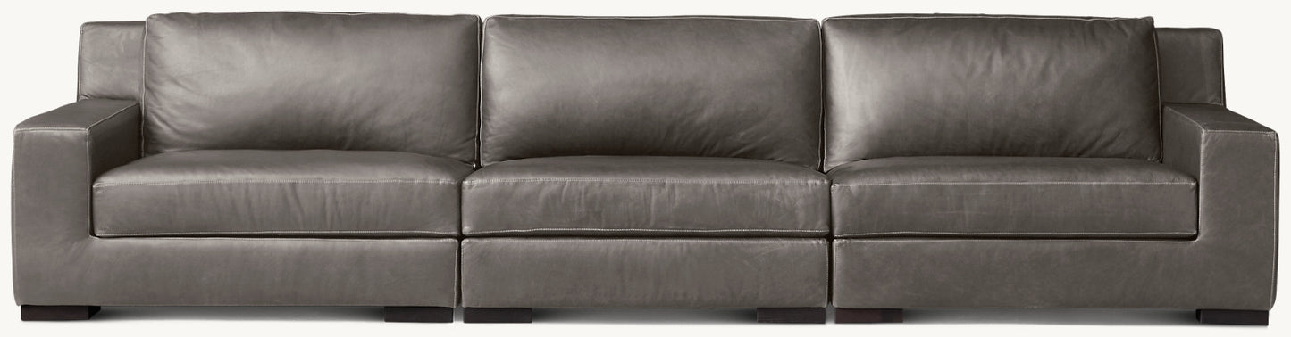 Modena Modular Leather Track Arm 3-Piece Sofa