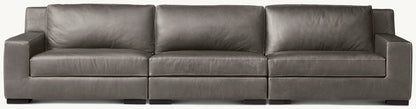 Modena Modular Leather Track Arm 3-Piece Sofa