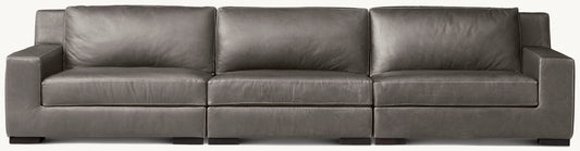 Modena Modular Leather Track Arm 3-Piece Sofa
