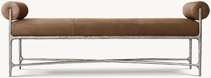 Thaddeus Leather Double Bolster End-of-Bed Bench