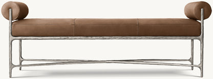 Thaddeus Leather Double Bolster End-of-Bed Bench