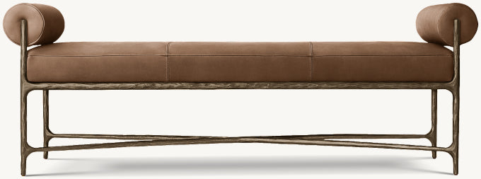 Thaddeus Leather Double Bolster End-of-Bed Bench