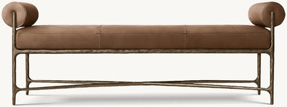 Thaddeus Leather Double Bolster End-of-Bed Bench