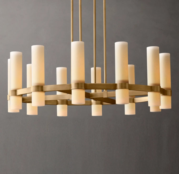 Ravelle Round Milk Glass Chandelier 36"